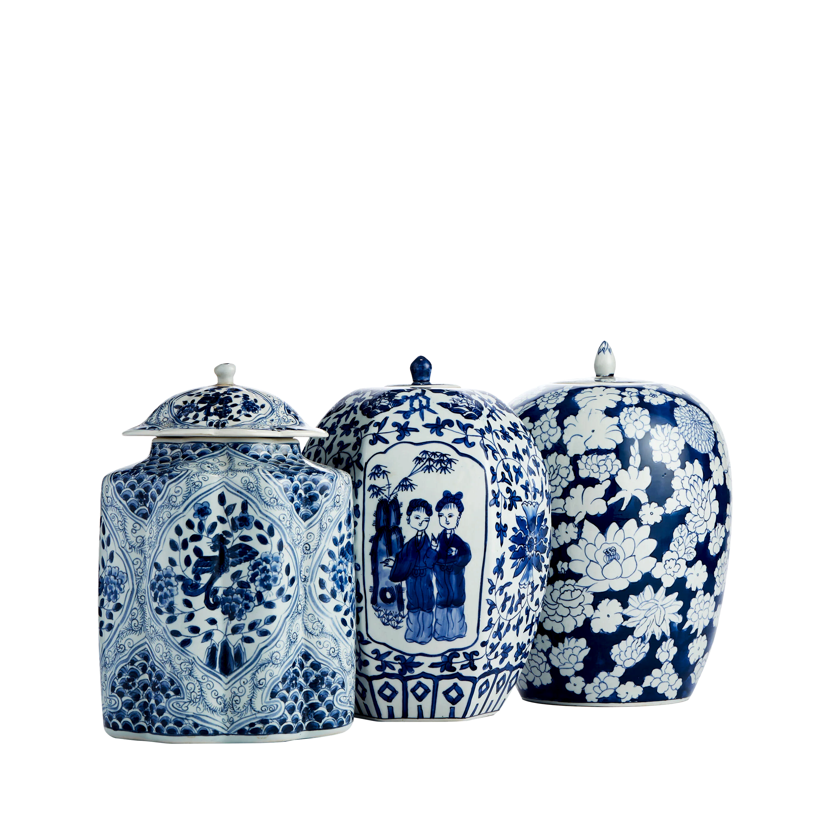 Blue & White China Jars with Lids for Hire - 221
