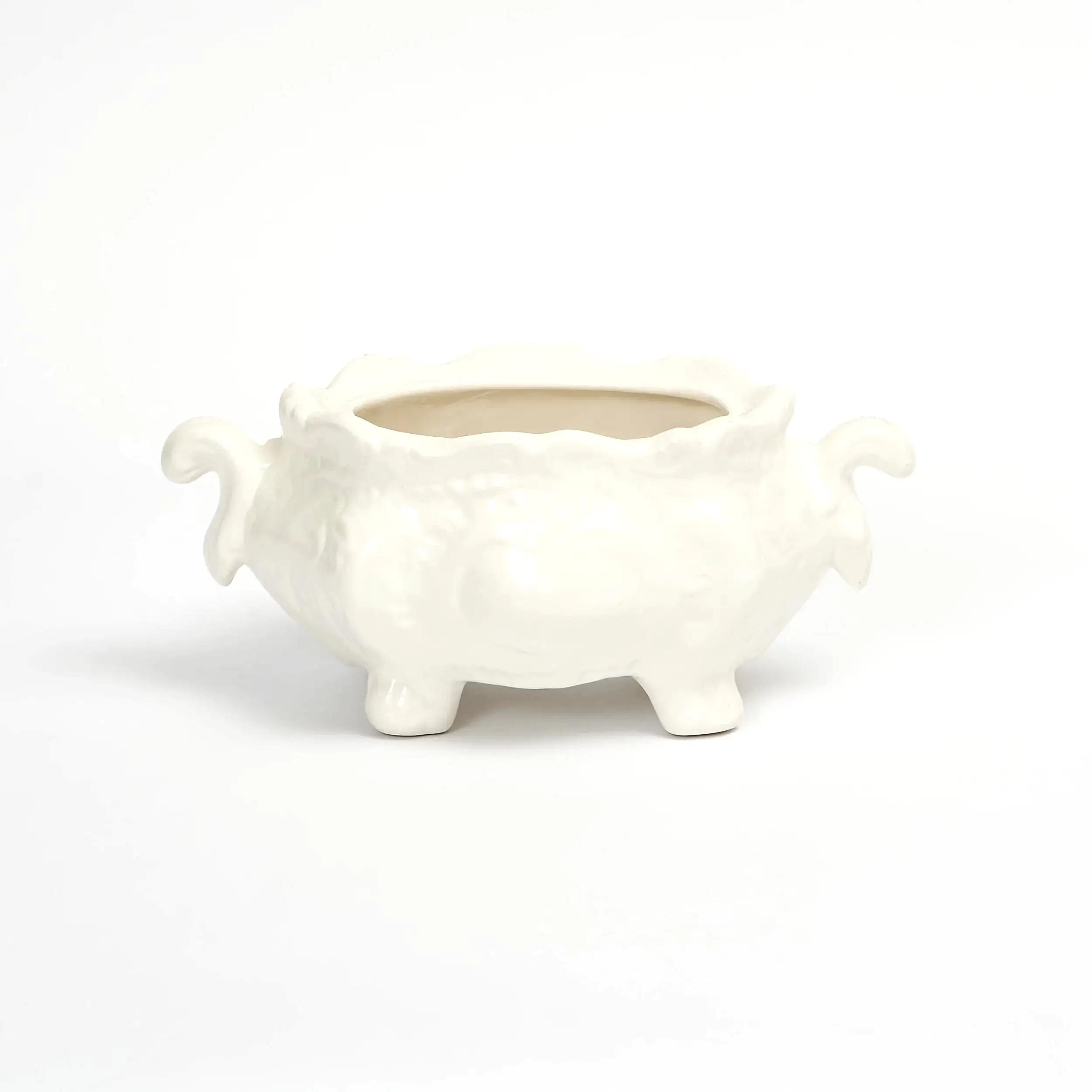 White Patterned Boat Bowl